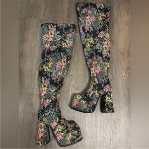NWOB Dolls Kill / Current Mood Boheme Garden Thigh High Boots